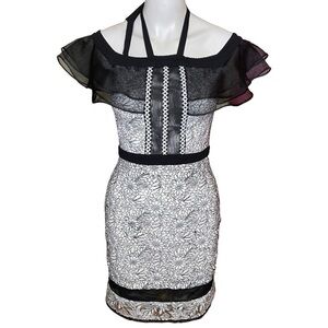 Stylestalker Dress Black & White Floral Minidress Size XS